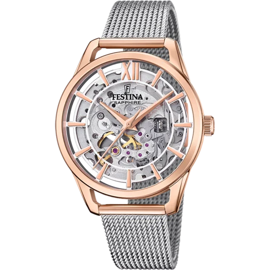 elegant watches for women with stainless steel and gemstone details -Festina Automatic Stainless Steel Analog Ladies Watch I Model F20628/2 Automatic Movement