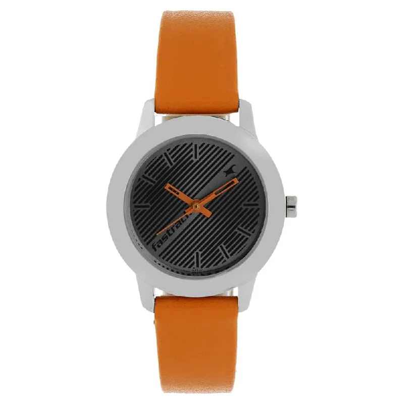 high-tech digital watches for men with fitness and health tracking -Fundamentals Grey Dial Orange Leather Strap