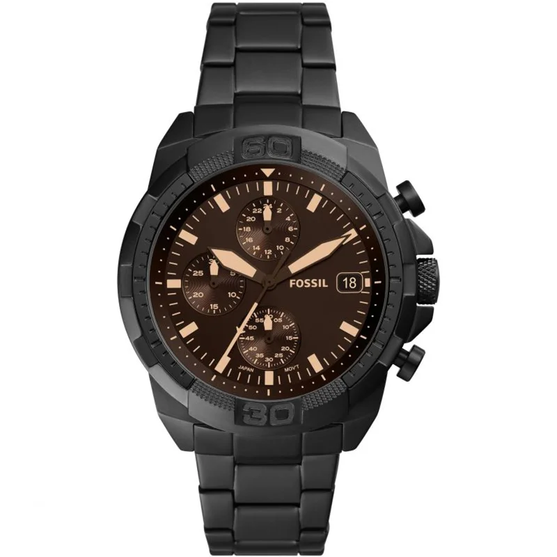 luxury watches for women with diamond-studded bezels and fine details -Fossil Bronson Analog Black Dial Men's Watch-FS5851 Stainless Steel, Black Strap