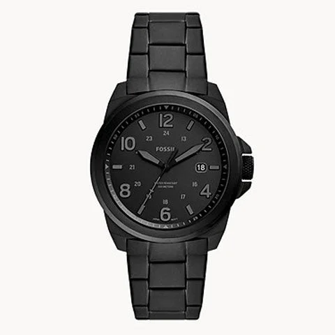 digital sport watches for women with heart rate and step tracking -Fossil Bronson Analog Black Dial Men's Watch-FS5940