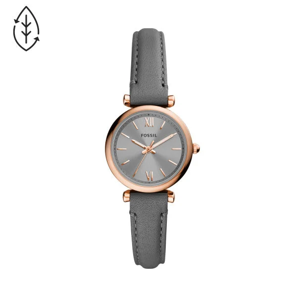 men's watches with smart features and customizable fitness tracking -Fossil Carlie Mini Three Hand Ladies Leather Strap Watch