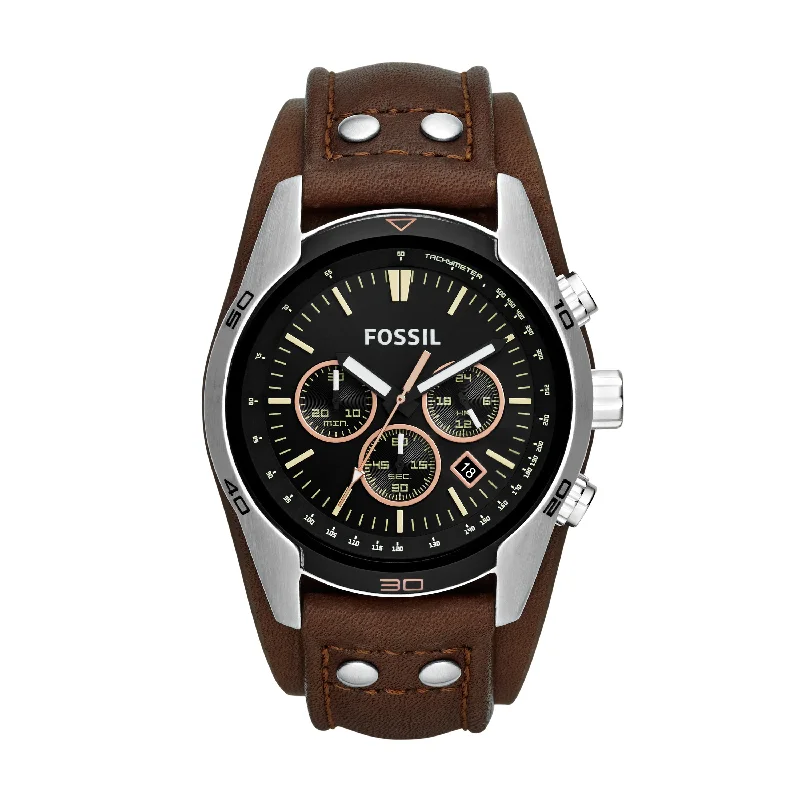 sport watches for men with fitness tracking and customizable settings -Fossil Coachma Brown Leather Strap Gents Watch CH2891