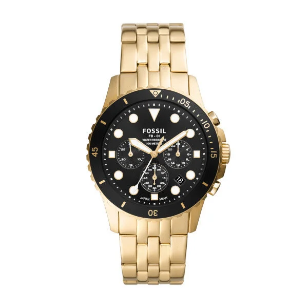 stylish watches for men with sport and casual wear designs -Fossil FB-01 Chrono Gold Bracelet Strap Gents Watch