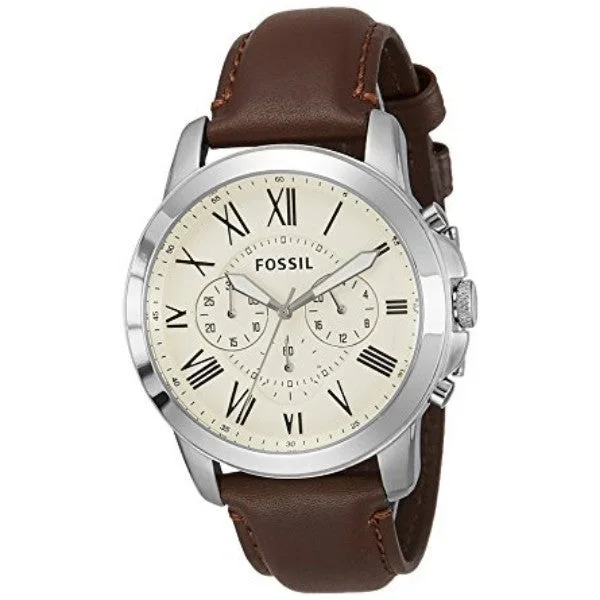 men's watches with solar-powered technology and simple designs -Fossil Men's Grant Leather Chronograph Watch FS4735