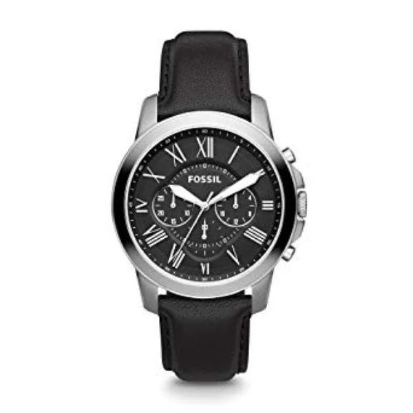 luxury watches for men with sophisticated designs and advanced features -Fossil Men's Grant Black Leather Chronograph Watch FS4812