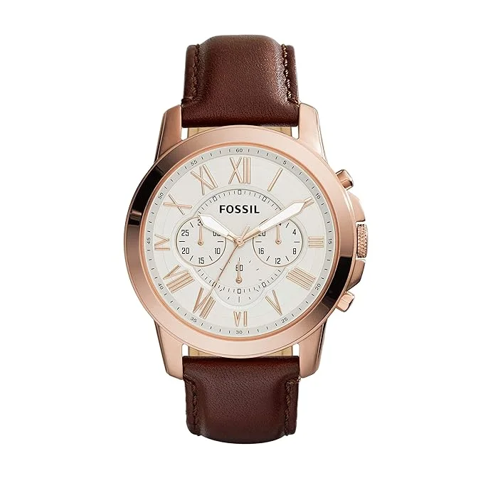 sport watches for women with real-time tracking and GPS features -Fossil Leather Analog Silver Dial Men Watch-Fs4991