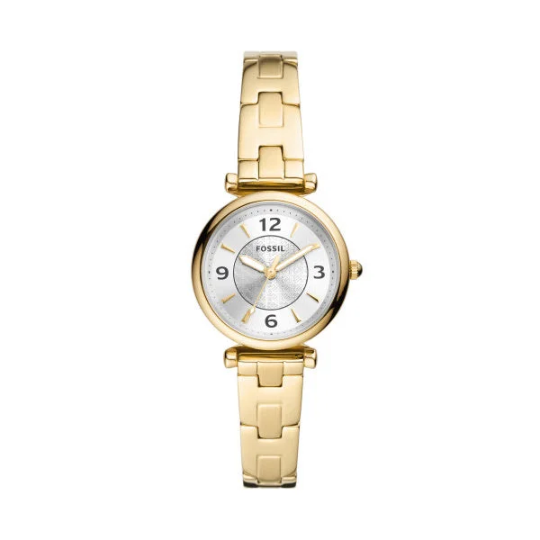 men's watches with sophisticated designs and high-tech functionality -Fossil Ladies Carlie Three-Hand Gold-Tone Watch