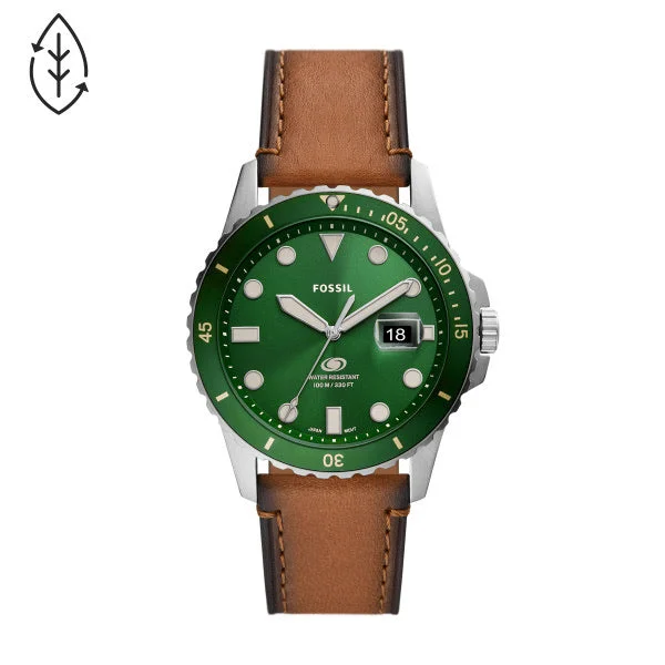 elegant women's watches with slim cases and high-quality materials -Fossil Nubuck Green Faced Gents Watch