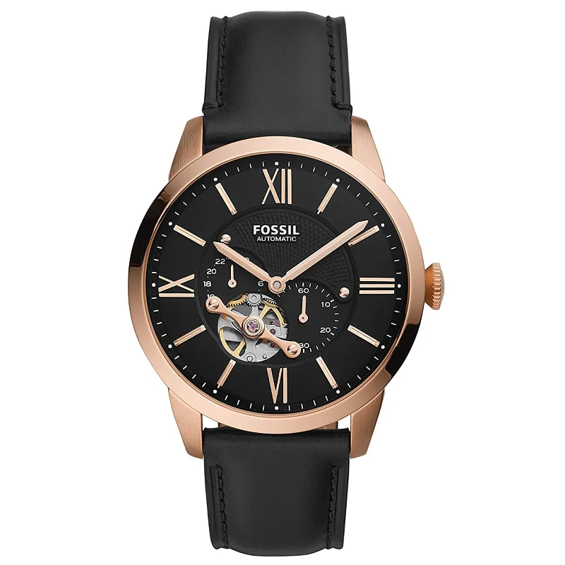 men’s watches with solar-powered movement and classic leather bands -Fossil Men's Townsman Automatic Black Leather Watch ME3170