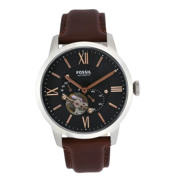 high-end watches for men with multi-functional and smart features -Fossil Men Leather Townsman Analog Black Dial Watch -Me3061