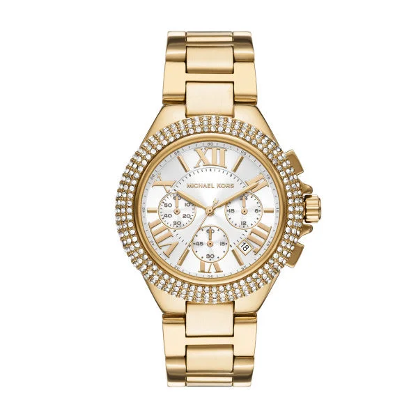 digital watches for men with advanced tracking and custom features -Michael Kors Ladies Camille Gold Coloured Chronograph Watch