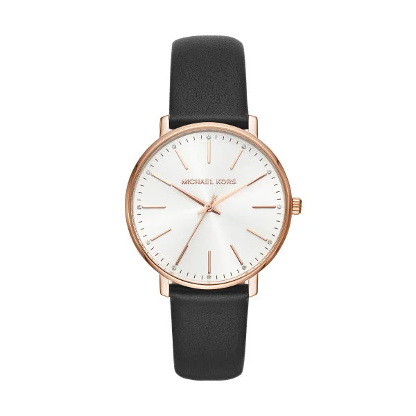 men's watches with ceramic cases and sophisticated digital functions -Michael Kors Pyper Navy Leather Strap Ladies Watch MK2834