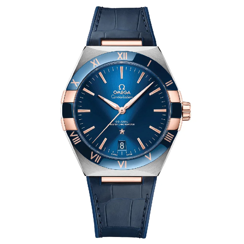 men's watches with digital displays and advanced tracking capabilities -Omega Constellation Co Axial Master Chronometer Blue Dial Men 41MM