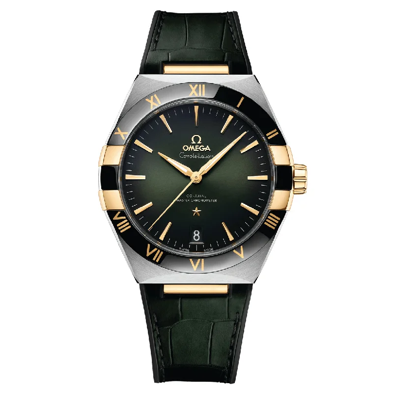 sporty digital watches for men with real-time fitness tracking -Omega Constellation Co Axial Master Chronometer Green Dial Men 41MM