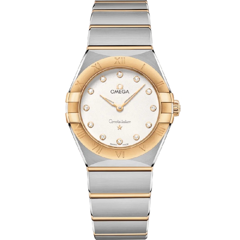 watches for men with solar-powered movement and leather bands -Omega Constellationladies Silver Dial Women 28MM