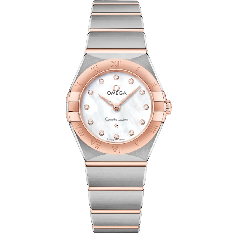 elegant men’s watches with gold-plated details and automatic movement -Omega Constellationladies White Dial Women 25MM