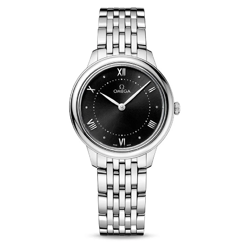 stylish women's watches with minimalist faces and slim metal bands -Omega De Ville Omega Ladiesblack Dial Women 30MM