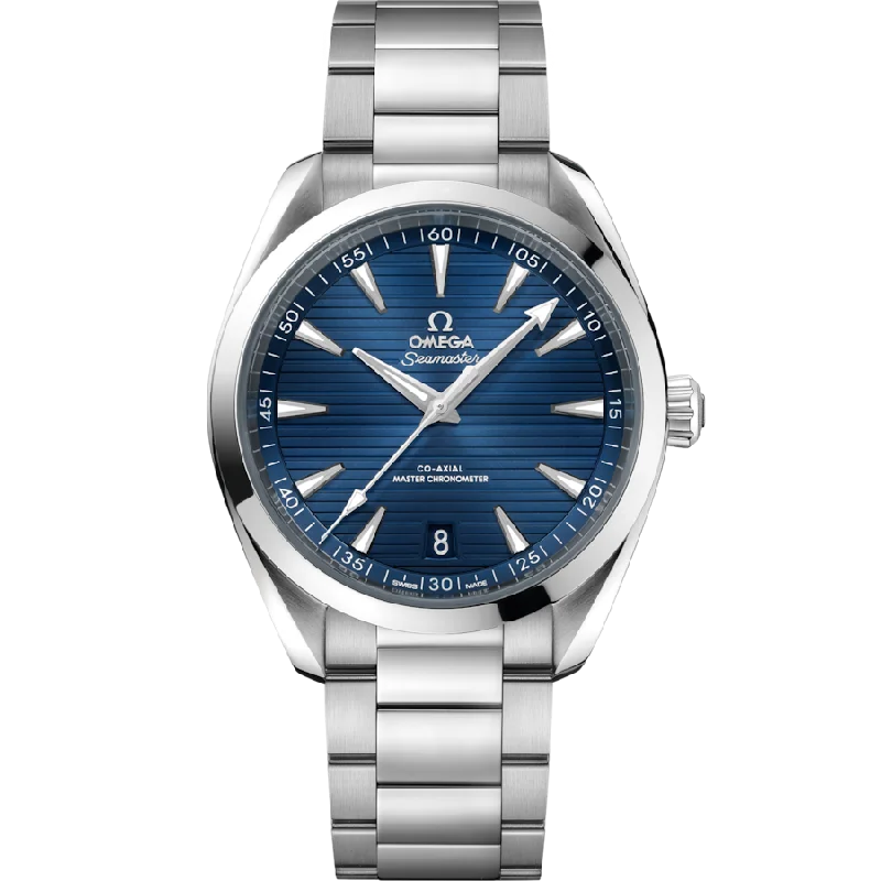 men’s watches with sleek, minimalist dials and stainless steel cases -Omega Seamaster Aqua Terra 150M Co Axial Master Chronometerblue Dial Men 41MM