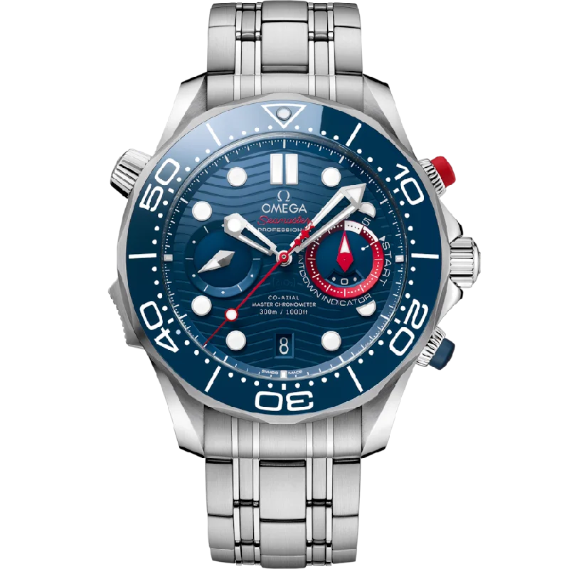 sport watches for men with fitness apps, sleep tracking, and GPS -Omega Seamaster Blue Dial Men 44MM