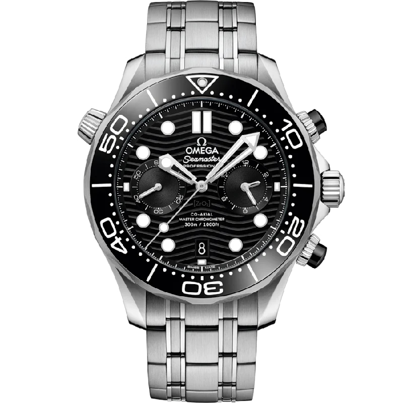 men's watches with chronograph functions and eco-friendly bands -Omega Seamaster Diver 300M Co-Axial Master Chronometerblack Dial Men 44MM