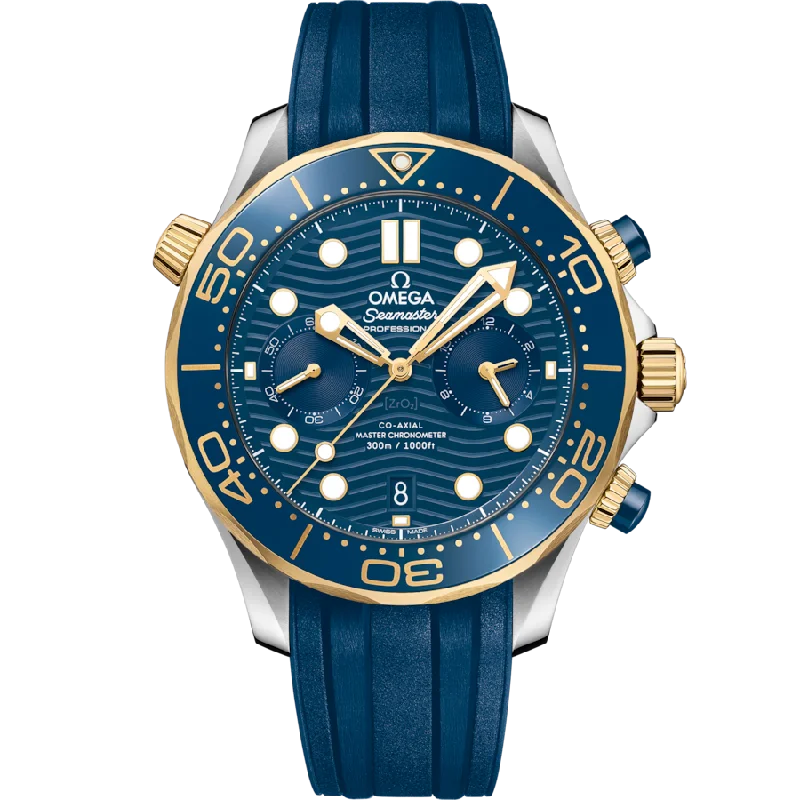 stylish watches for men with rugged designs and outdoor features -Omega Seamaster Diver 300M Co-Axial Master Chronometerblue Dial Men 44MM