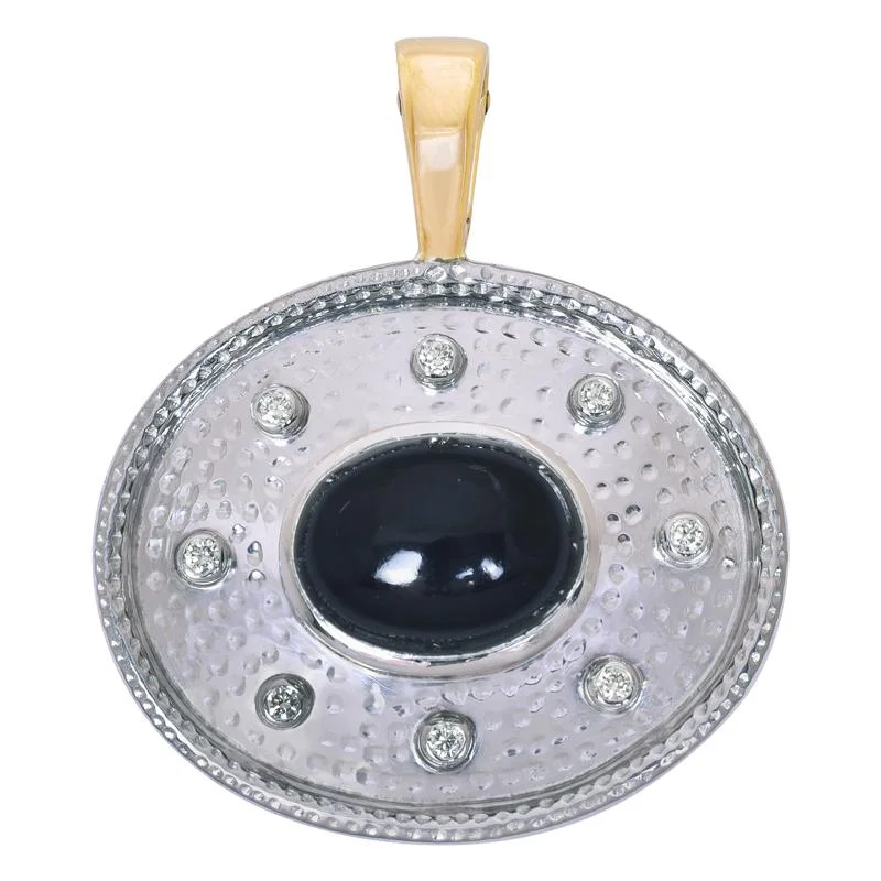 women’s wedding rings with sapphires for custom engagement-Pendant- Black Onyx and Diamond  (26KM)