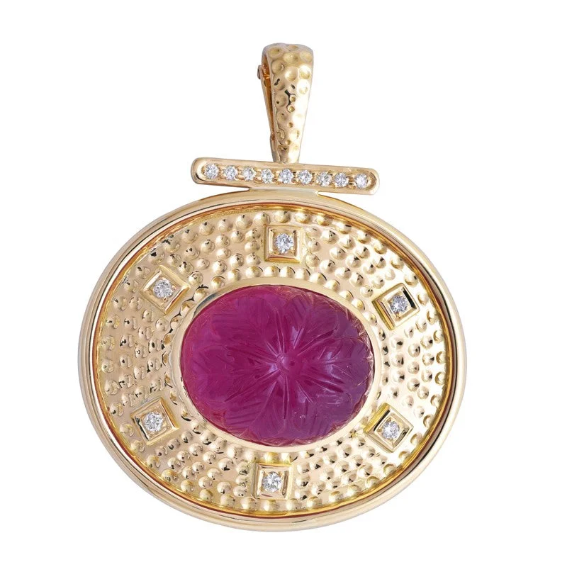 women’s wedding bands with sapphires and rubies for engagement-Pendant- Rubellite and Diamond