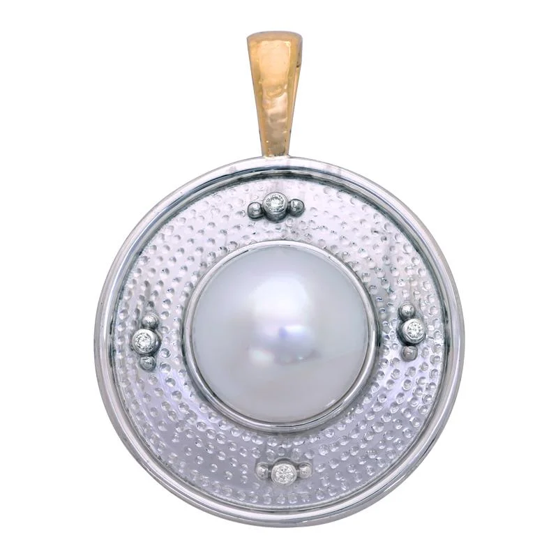 platinum engagement rings with diamonds for men’s wedding-Pendant- South Sea Pearl and Diamond  (26JM)