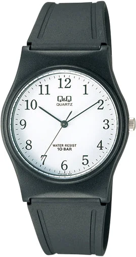 elegant watches for women with polished metal and interchangeable straps -Q&Q Gents Black Silicone Watch