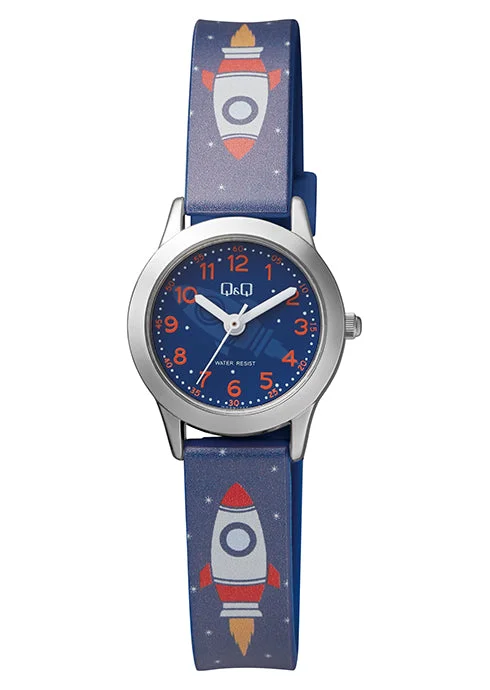 sport watches for men with heart rate monitoring and GPS -Q&Q Boys Space Rocket Watch with Navy Strap