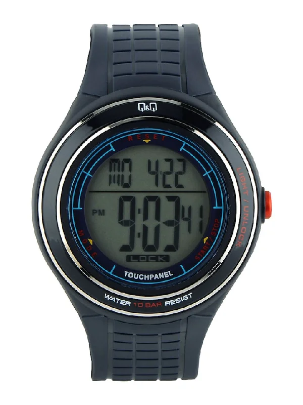 men's watches with oversized dials and chronograph features -Q & Q Gents Navy Touchscreen Digital Watch