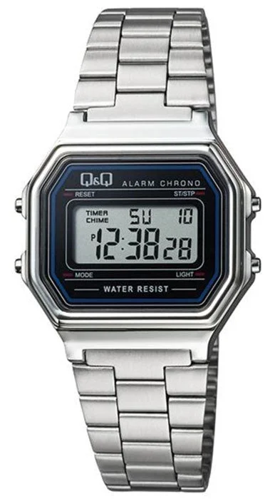 sport watches for men with real-time tracking and customizable options -Q&Q Gents Silver Digital Watch