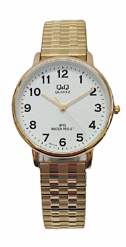 watches for women with colorful straps and bold face designs -Q&Q Gold Plated Expandable Ladies Watch