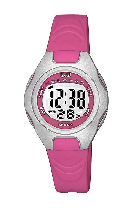 high-end men's watches with automatic movement and leather bands -Q&Q Ladies Pink Digital Watch