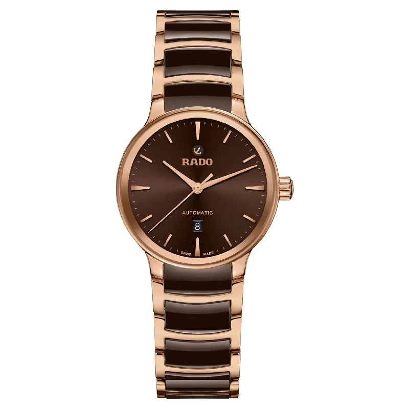 elegant watches for men with lightweight metal bands and modern dials -Rado Centrix Brown Dial Women 30.5mm