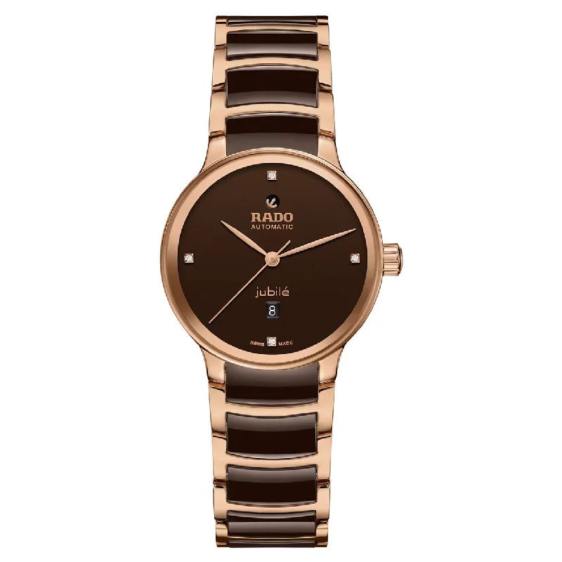 stylish watches for women with premium quality and unique designs -Rado Centrix Brown Dial Women 30.5mm