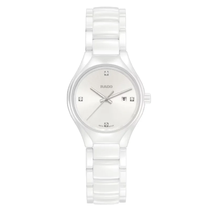 men's watches with ceramic bands and automatic movement technology -Rado True White Dial Women 30mm