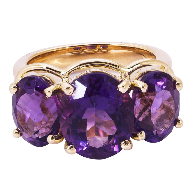 women’s wedding rings with rubies and sapphires for engagement-Ring - Amethyst in 18K Gold