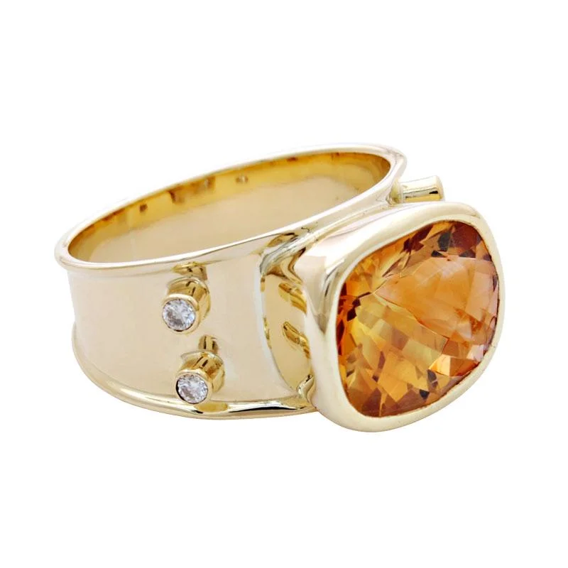 custom-made wedding rings for women with diamonds-Ring-Citrine and Diamond  (1793K)