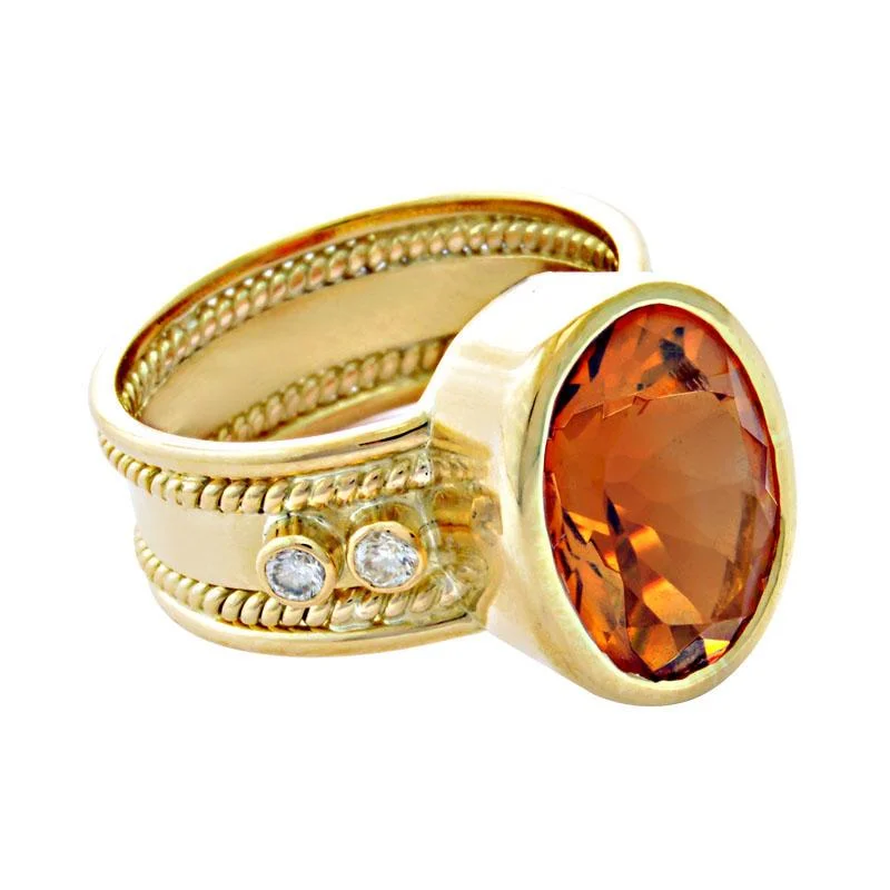 custom wedding bands with sapphires and diamonds for women-Ring-Citrine and Diamond  (1913J)