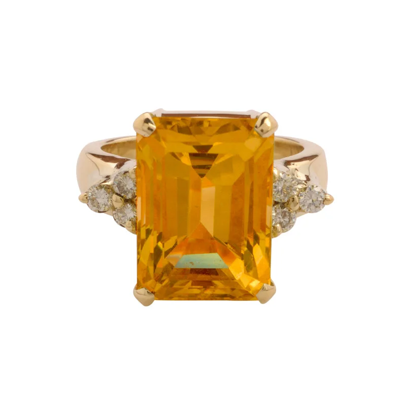 custom wedding rings with sapphires for men with diamonds-Ring- Citrine And Diamond  (2092D)