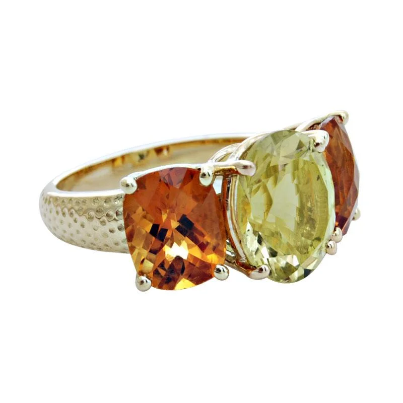 men’s wedding rings with sapphires and rubies for engagement-Ring-Citrine and Lemon Quartz  (1735L)