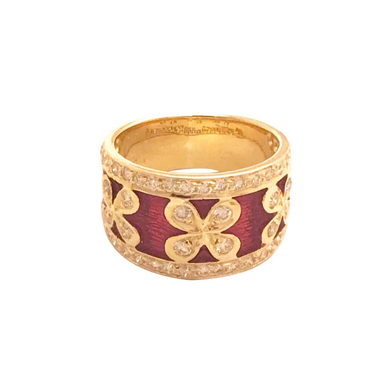 women’s custom-made engagement rings with rubies and sapphires-RING- DIAMOND (ENAMEL)