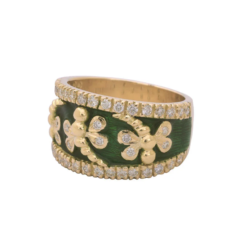 women’s rings with sapphires for engagement for men-RING- DIAMOND (ENAMEL) IN 18K GOLD