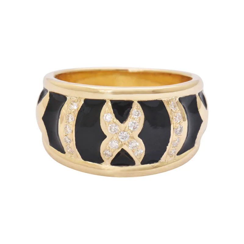 platinum rings with sapphires for engagement for men-RING - DIAMOND (ENAMEL) IN 18K GOLD