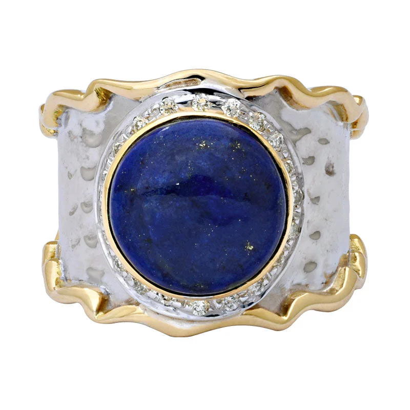 men’s engagement rings with sapphires for wedding rings-Ring-Lapis Lazuli and Diamond