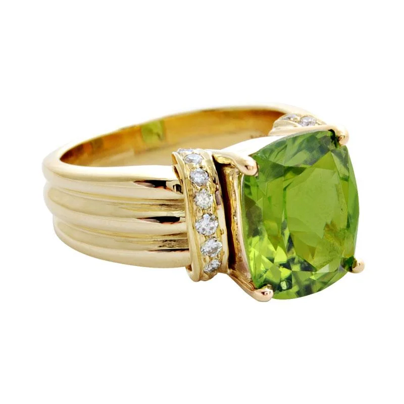 men’s engagement rings with diamonds for wedding bands with sapphires-Ring-Peridot and Diamond  (1659N)