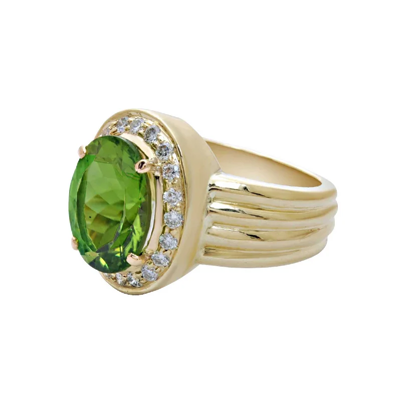 men’s engagement rings with sapphires for wedding rings-Ring-Peridot and Diamond  (1699L)