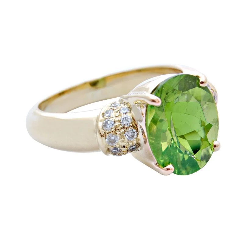 women’s engagement rings with sapphires and diamonds for wedding bands-Ring-Peridot and Diamond  (1766N)