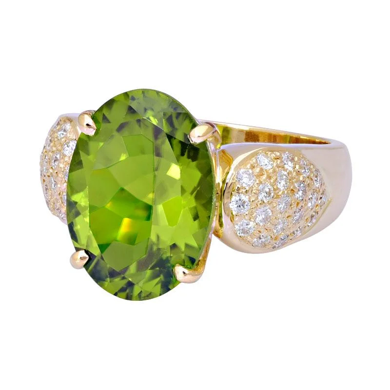 men’s platinum rings with sapphires for wedding engagement-Ring-Peridot and Diamond  (2140E)